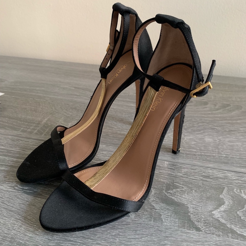 Calvin Klein Collection black/gold strappy sandals
